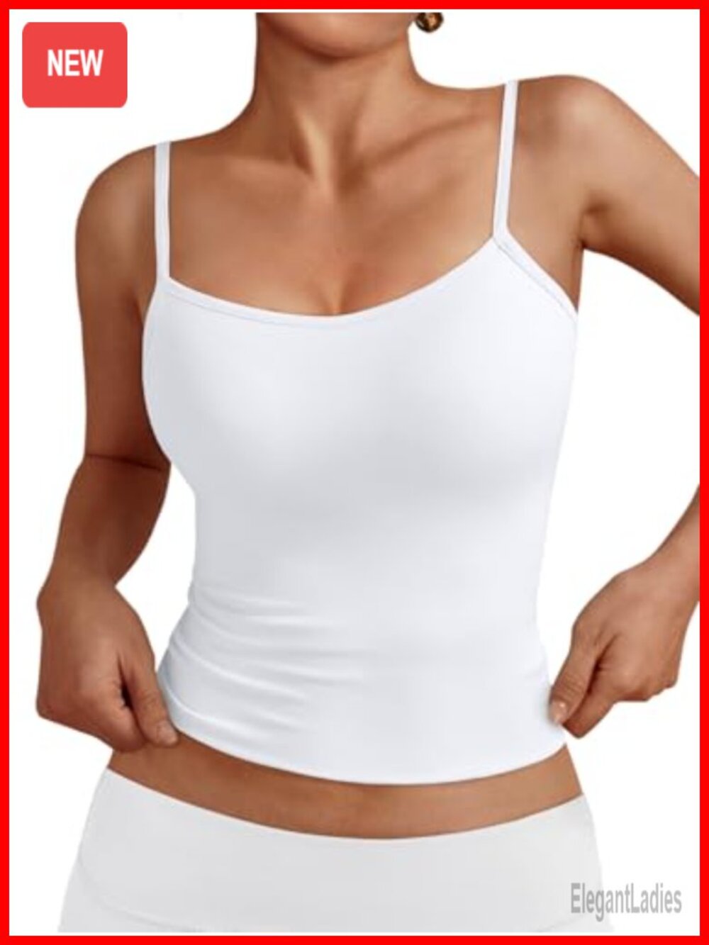 Adjustable Spaghetti Strap Square Neck Tank Top Sleeveless Solid Minimalist
